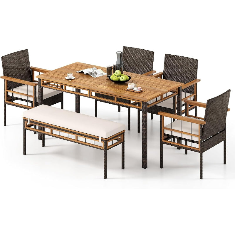 6-Piece Acacia Wood Patio Dining Set