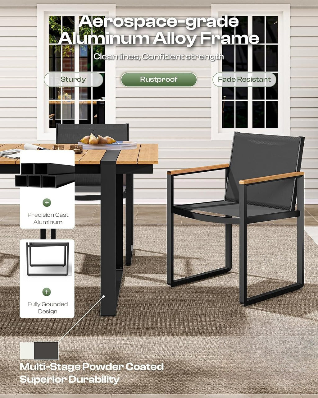 Full Grounded Aluminum Patio Dining Set