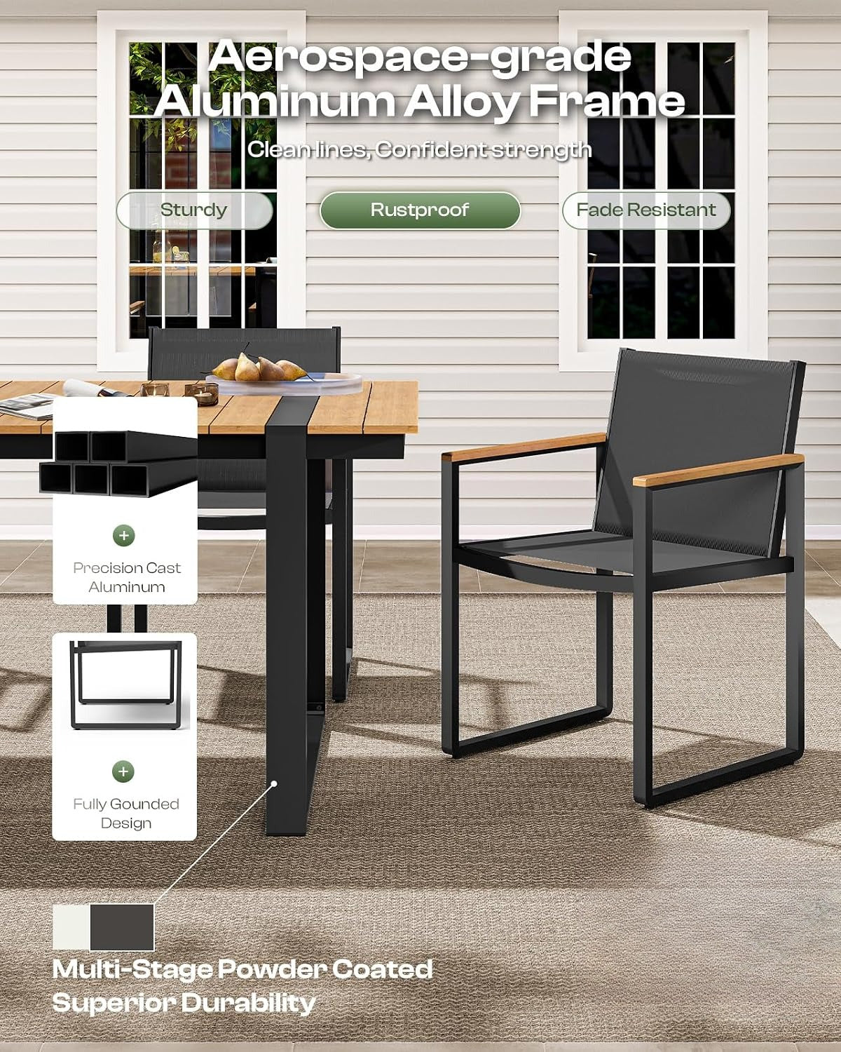 Full Grounded Aluminum Patio Dining Set