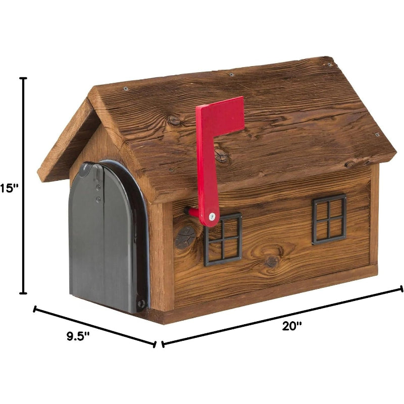 Wooden Post-Mount Mailbox, 20"×9.5"×15"