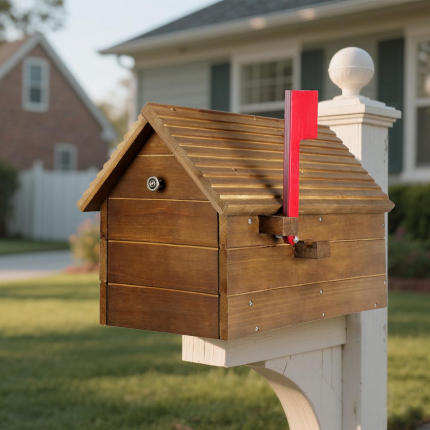 Cedar Outdoor Mailbox with Wood Roof