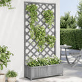 Gray Fir Planter with Trellis for Climbing Plants
