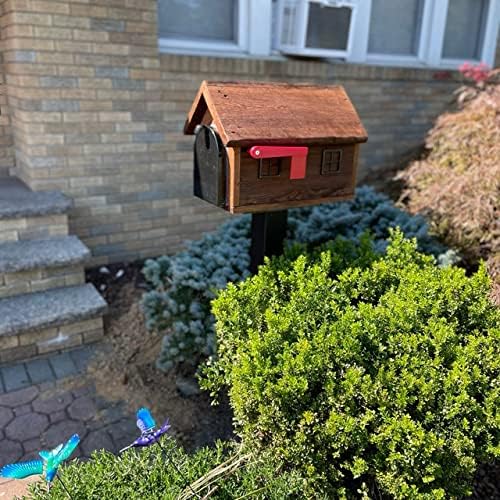 Wooden Post-Mount Mailbox, 20"×9.5"×15"