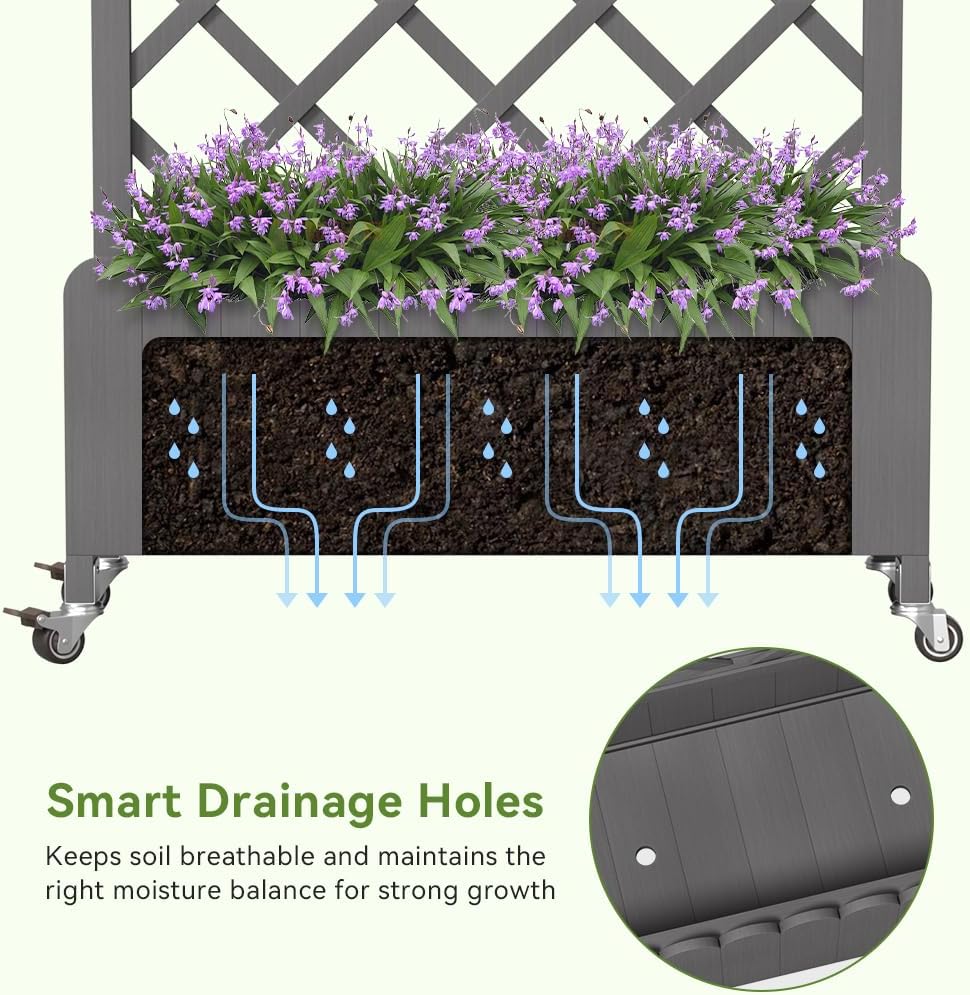 48" Raised Garden Bed with Trellis & Wheels