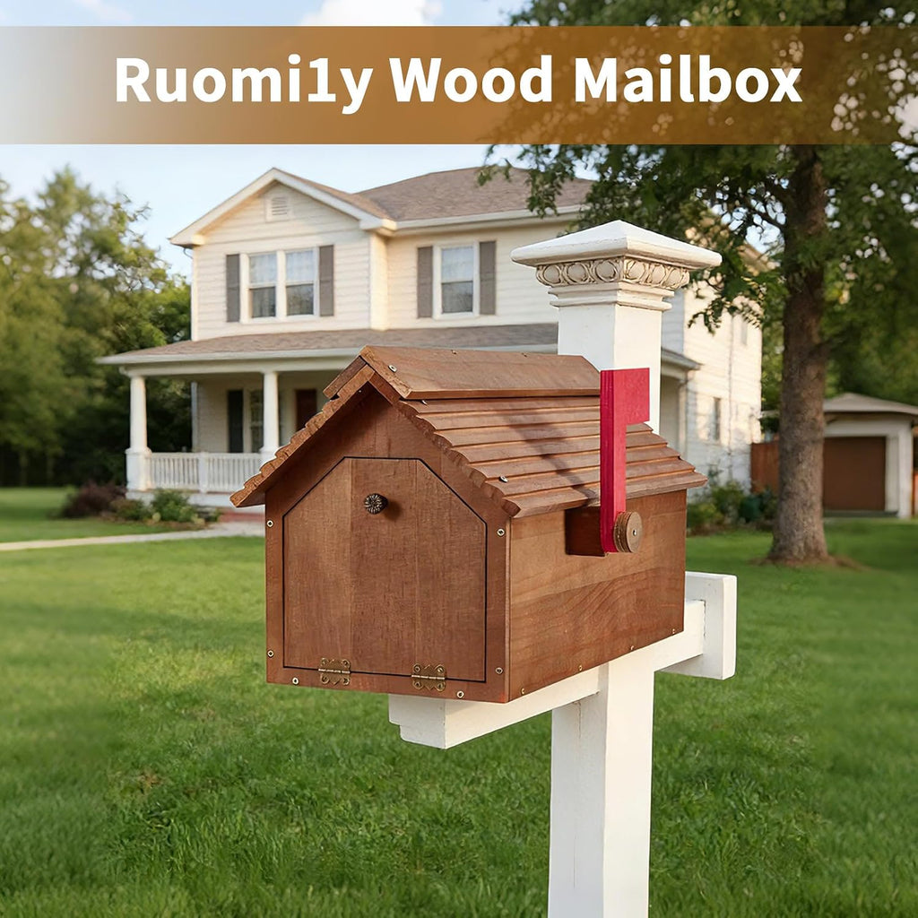 Wooden Mailbox, Cedar Mail Boxes for Outside