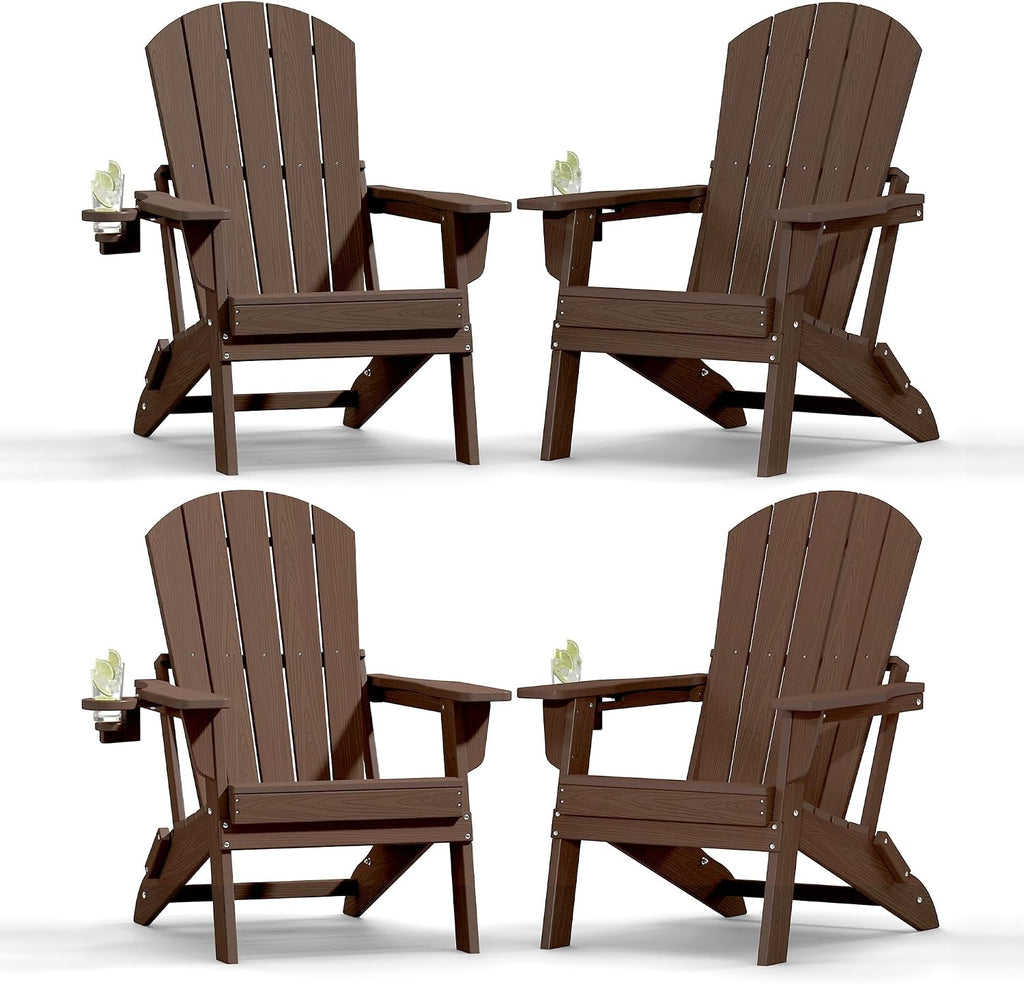 4-Pack HDPE Adirondack Chairs, Coffee