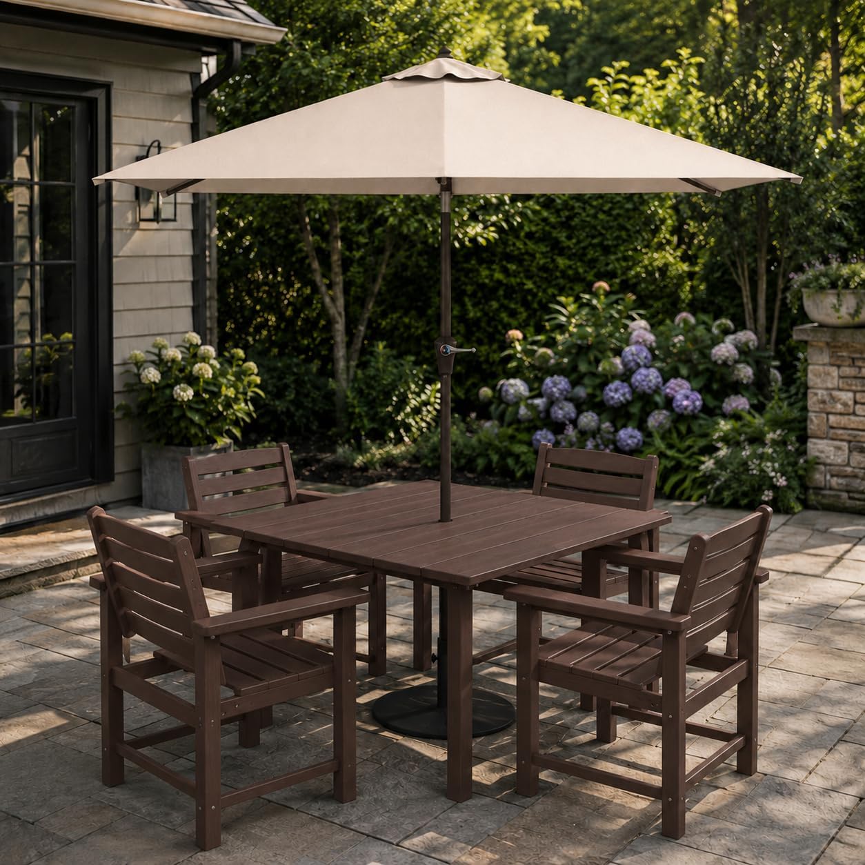 4-Piece HDPE Square Patio Dining Set