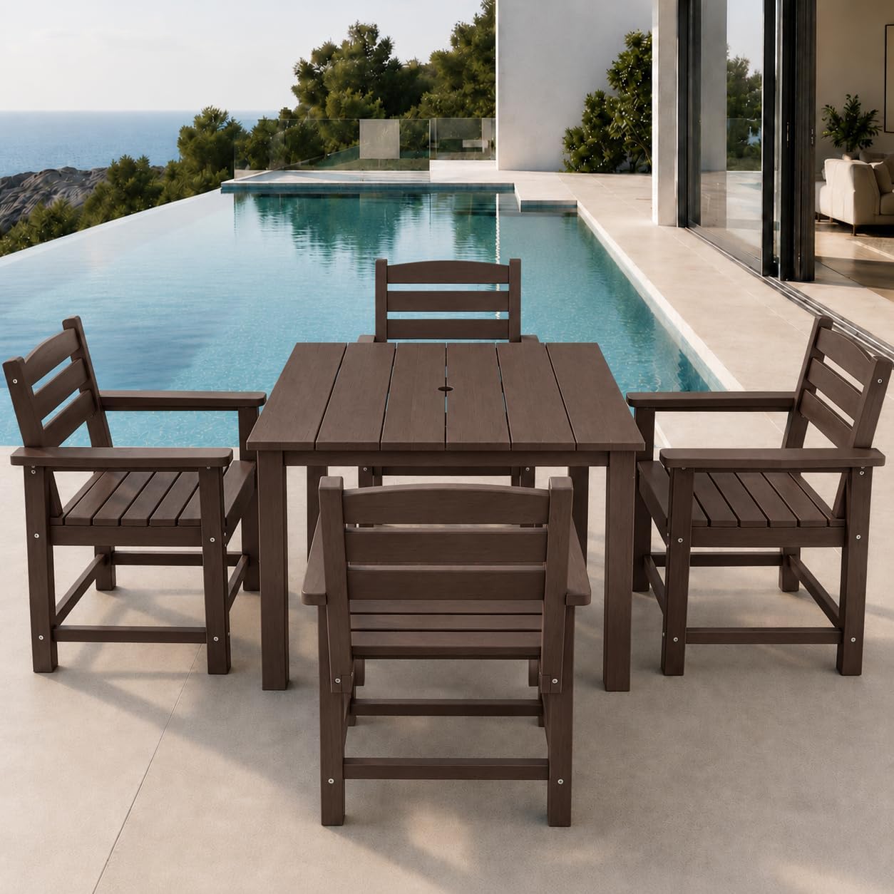 4-Piece HDPE Square Patio Dining Set