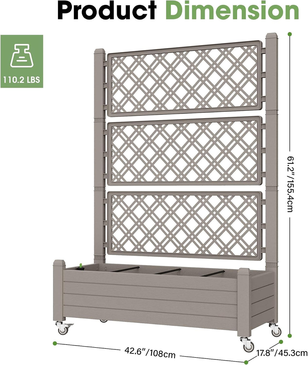 61.2" Raised Garden Bed with Wheels
