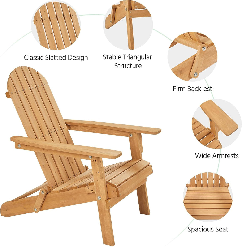 2-Pack Folding Wood Adirondack Chairs, Brown