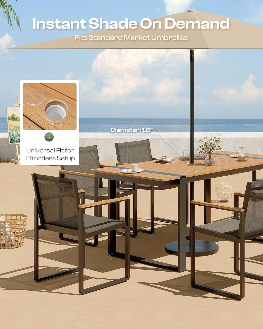Full Grounded Aluminum Patio Dining Set