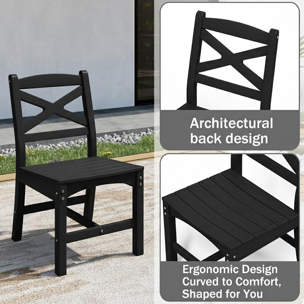 9-Piece HDPE Patio Dining Set, Black