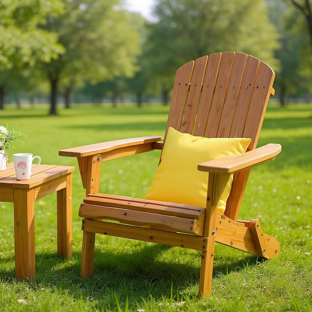 2-Pack Wood Folding Adirondack Chairs, Teak