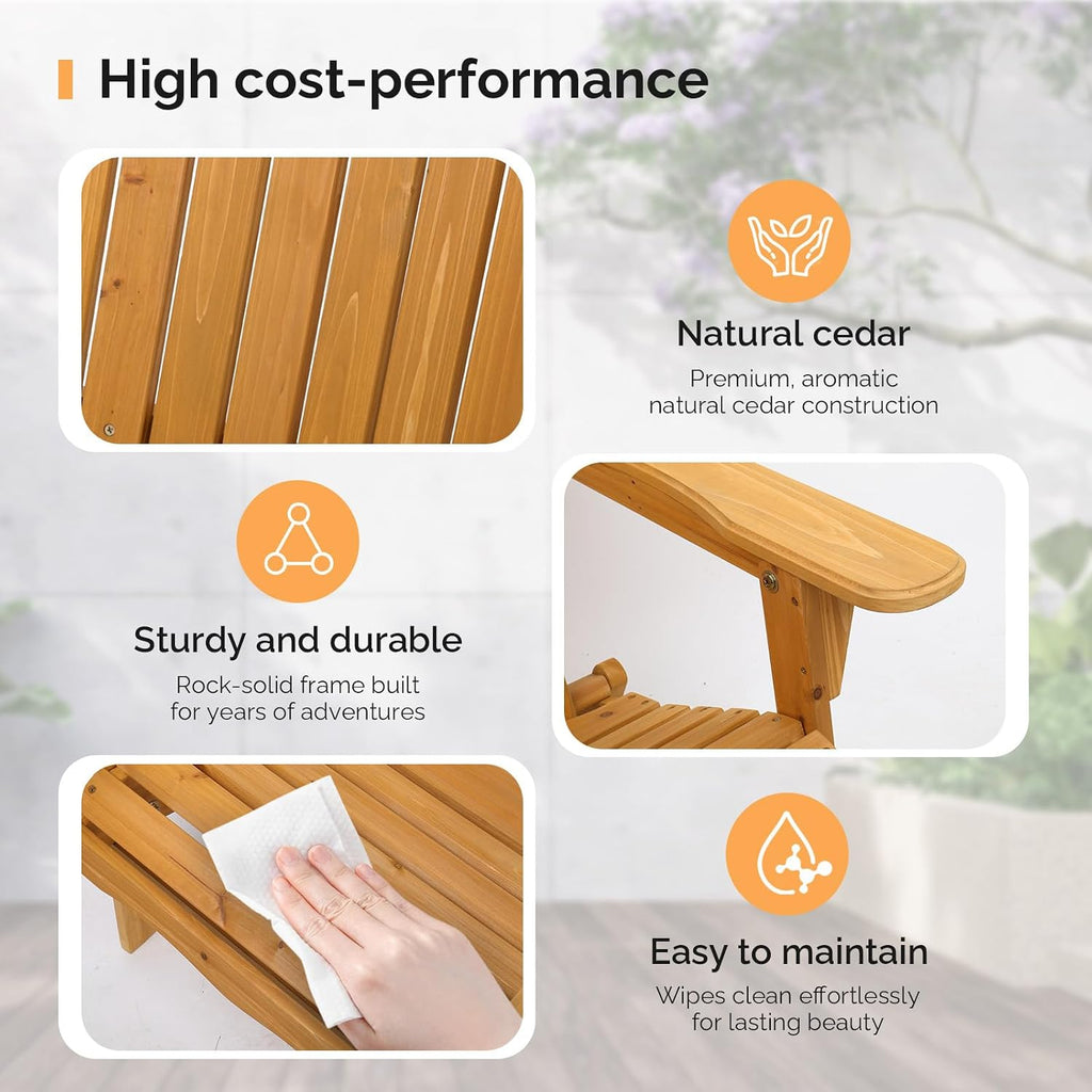2-Pack Wood Folding Adirondack Chairs, Teak