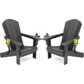 2-Pack Foldable Adirondack Chairs, Grey