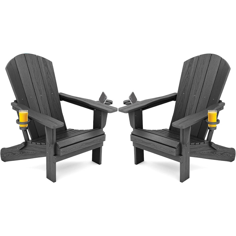 2-Pack Foldable Adirondack Chairs, Grey