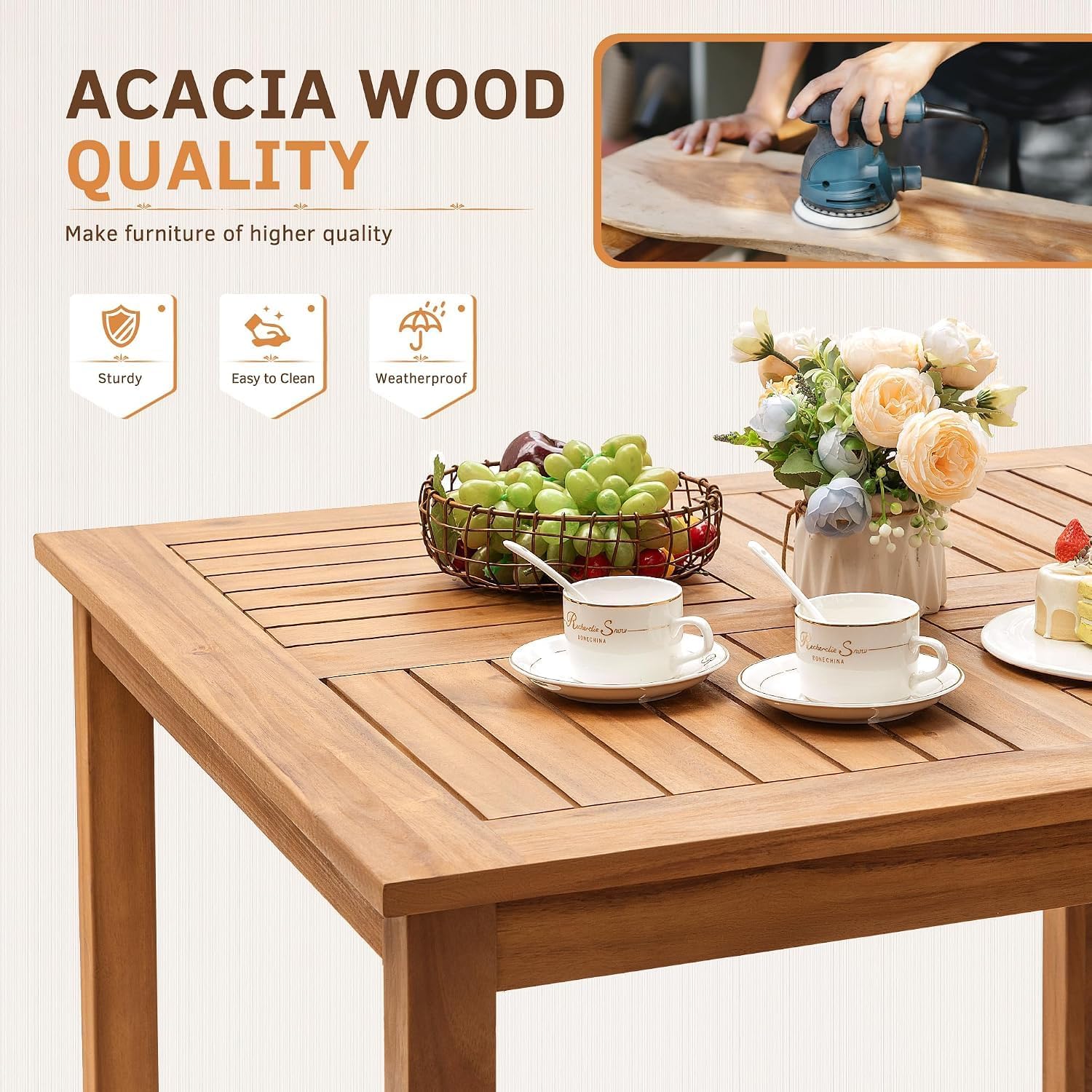 5-Piece Acacia Patio Dining Set