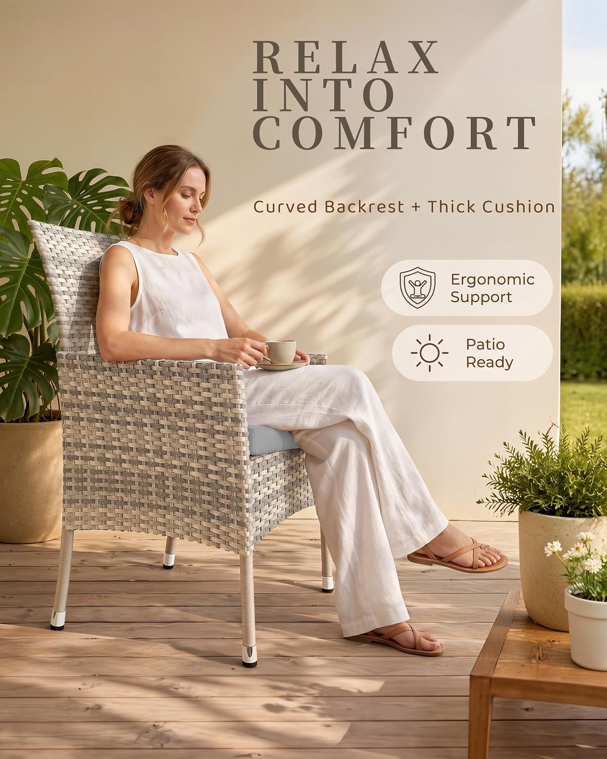 5-Piece Wicker Patio Dining Set with Glass Table