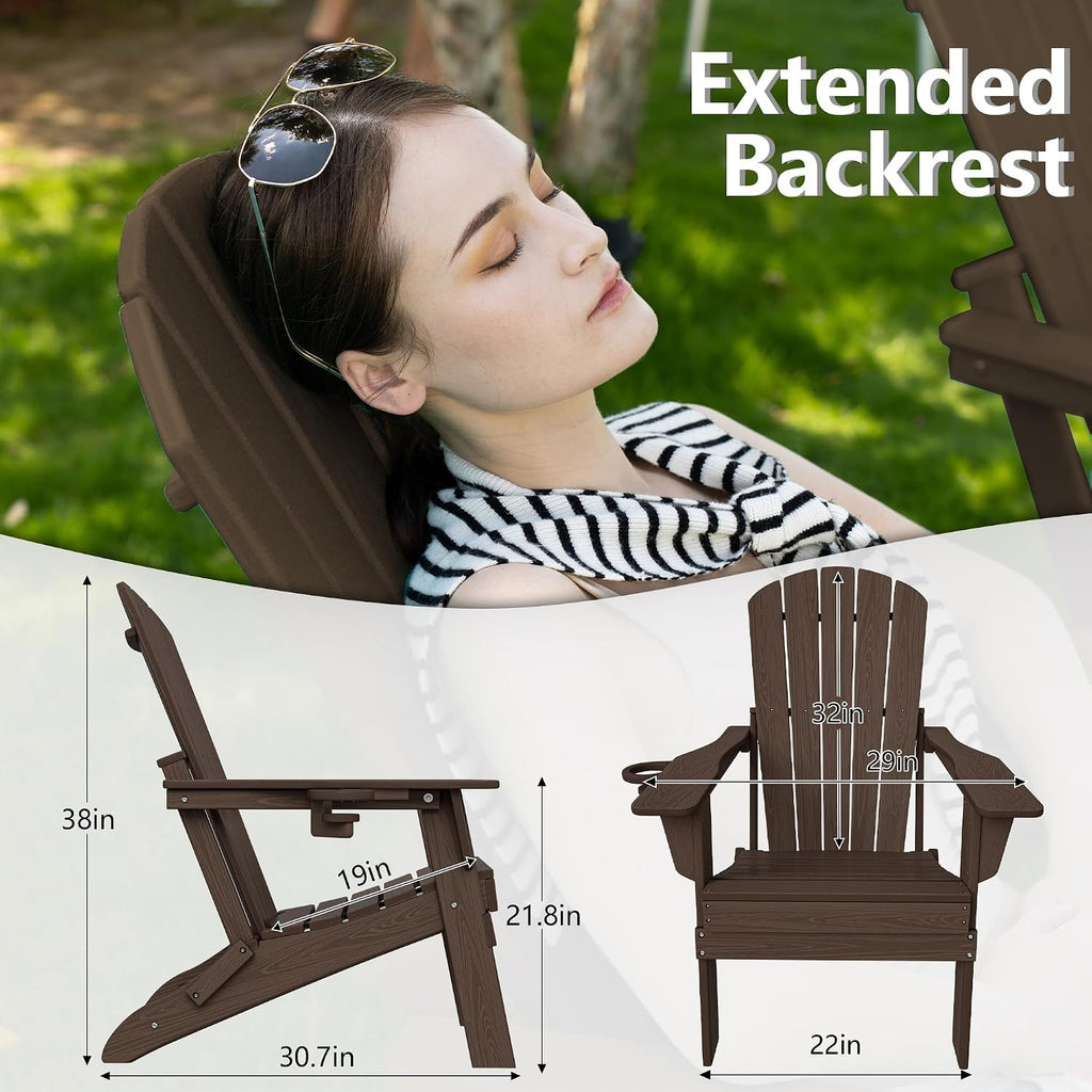 4-Pack HDPE Adirondack Chairs, Coffee