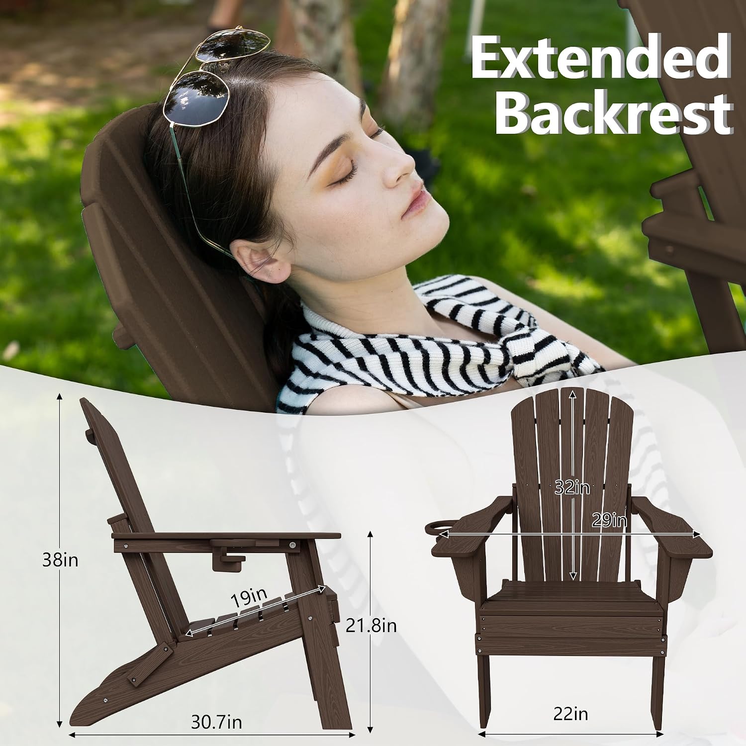 4-Pack HDPE Adirondack Chairs, Coffee