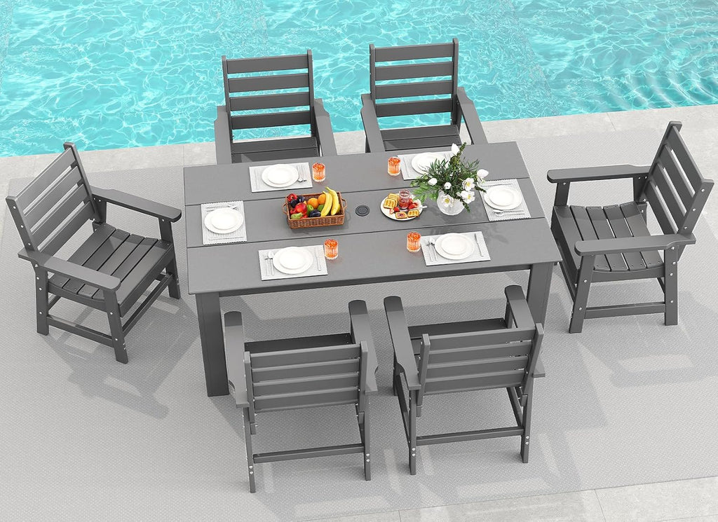 7-Piece HDPE Patio Dining Set, Gray