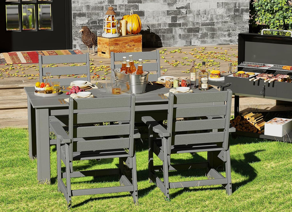 7-Piece HDPE Patio Dining Set, Gray