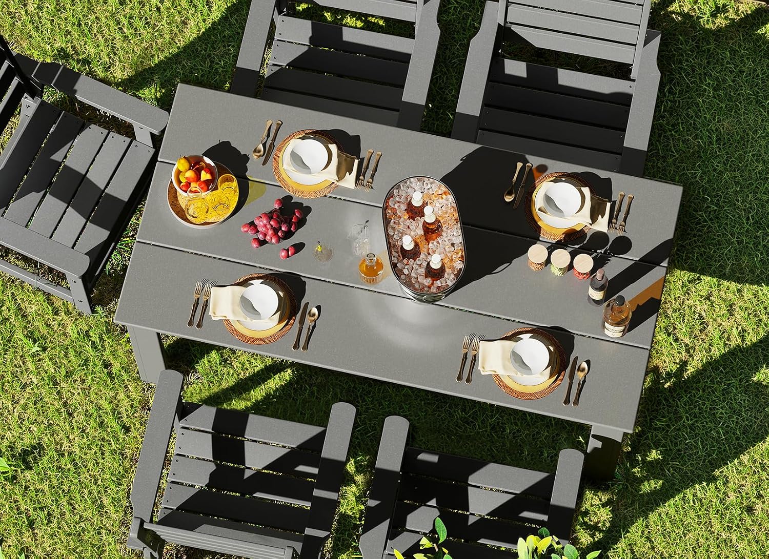 7-Piece HDPE Patio Dining Set, Gray