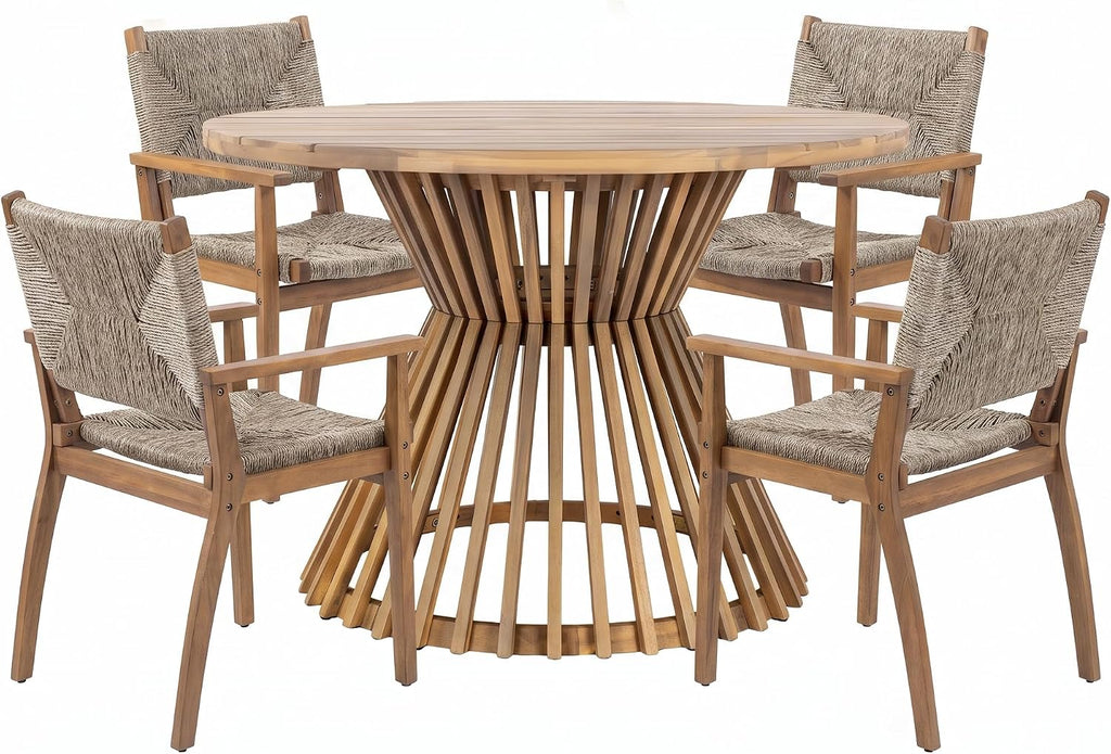 4-Piece Acacia Patio Dining Set, Teak Brown
