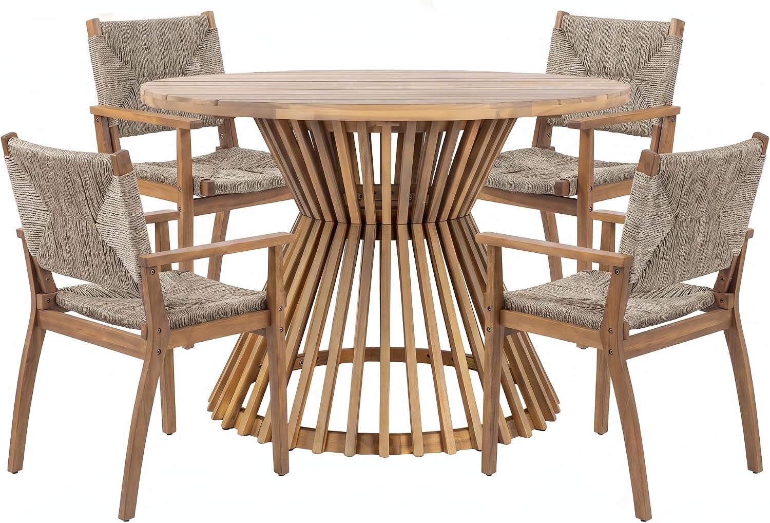 4-Piece Acacia Patio Dining Set, Teak Brown