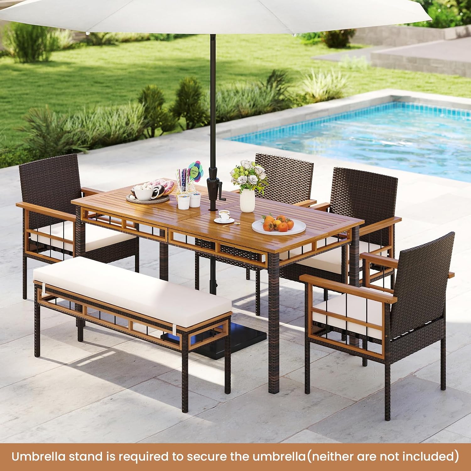 6-Piece Acacia Wood Patio Dining Set