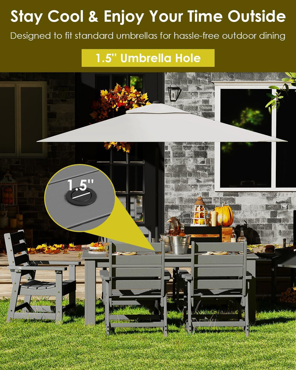 7-Piece HDPE Patio Dining Set, Gray