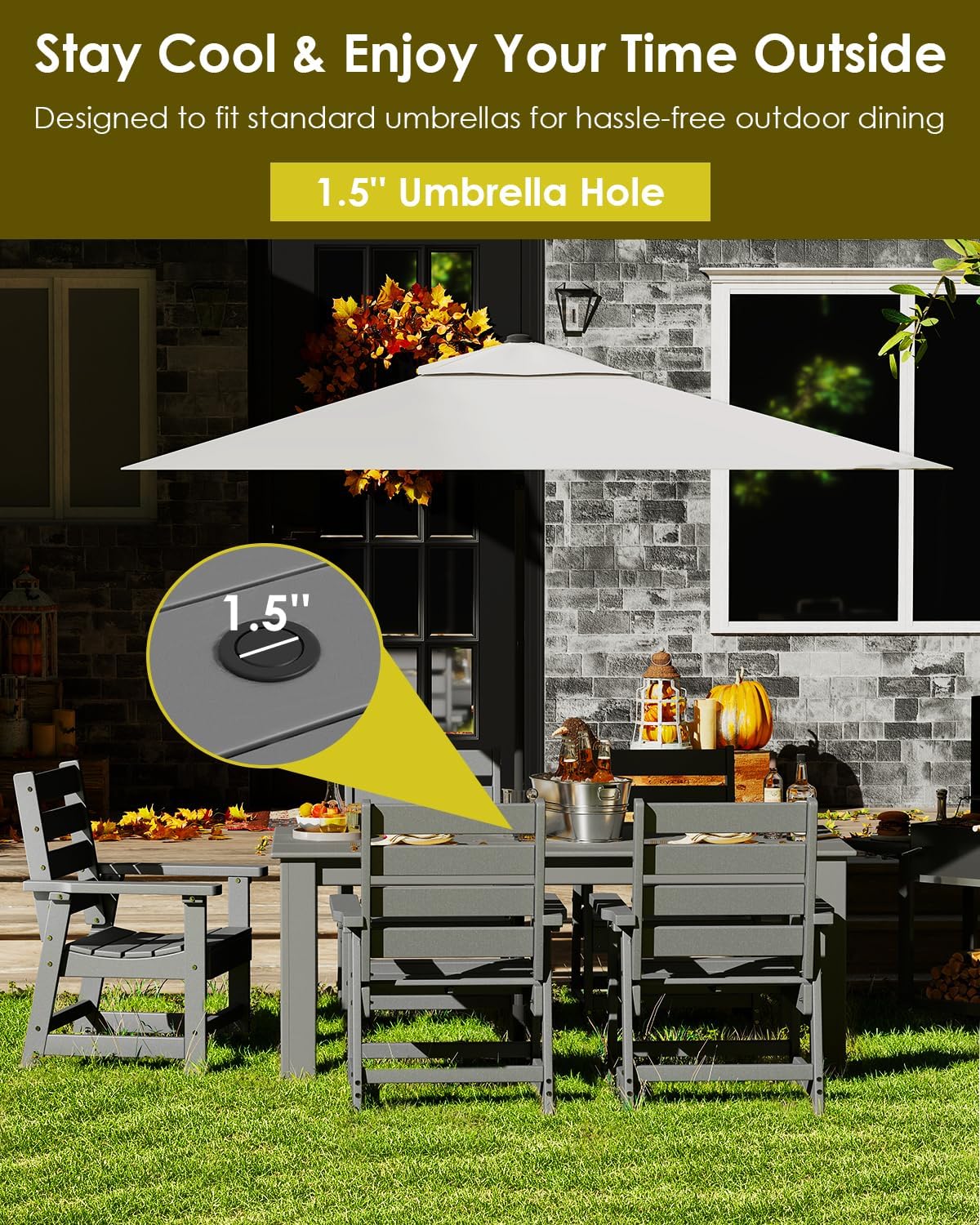 7-Piece HDPE Patio Dining Set, Gray