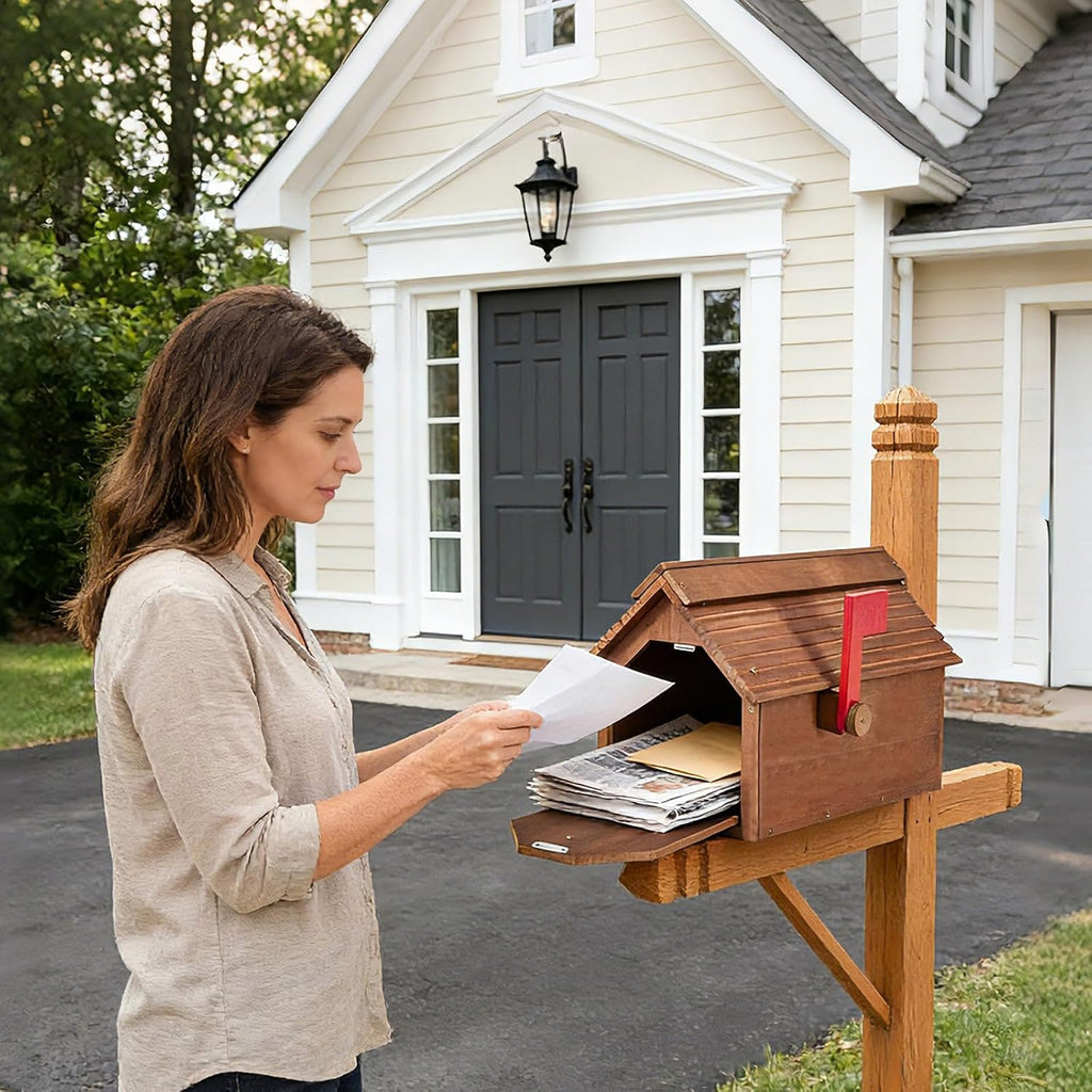 Wooden Mailbox, Cedar Mail Boxes for Outside