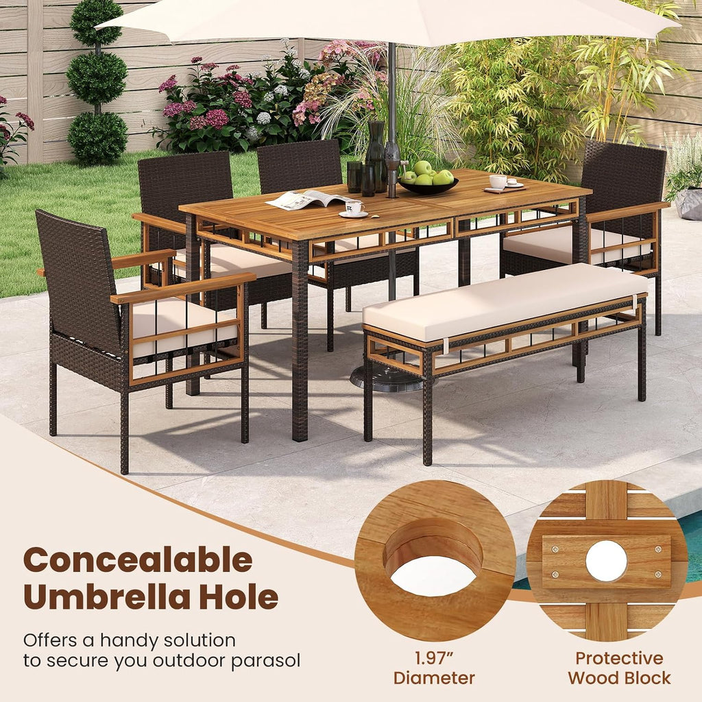 6-Piece Acacia Wood Patio Dining Set