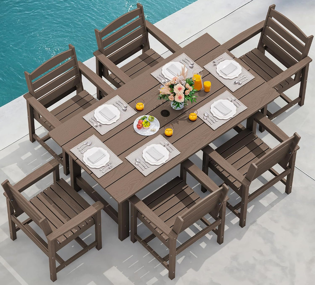 7-Piece HDPE Patio Dining Set, Coffee