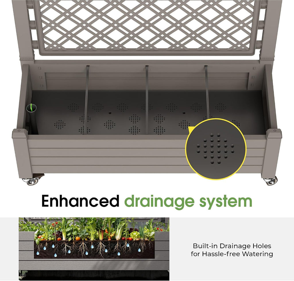 61.2" Raised Garden Bed with Wheels