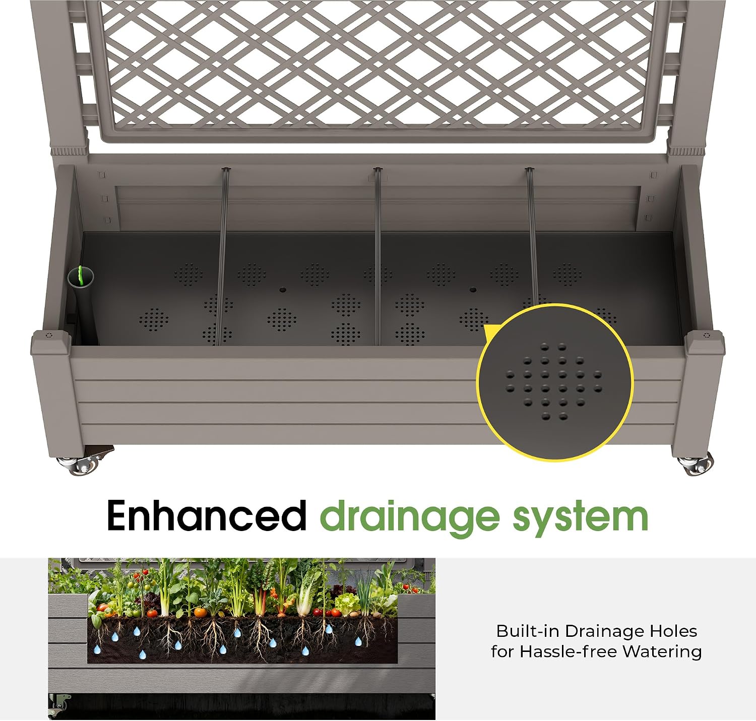 61.2" Raised Garden Bed with Wheels