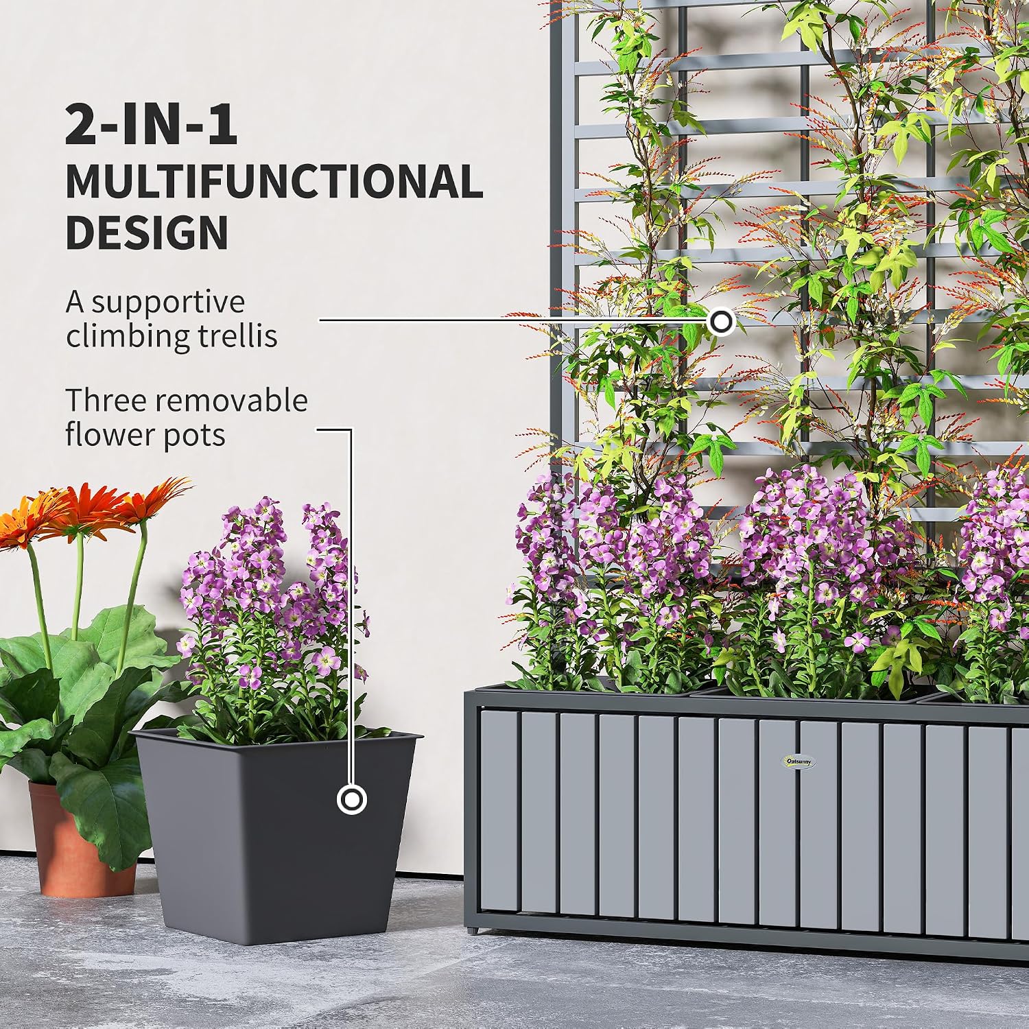29"×11"×52" Wooden Raised Garden Bed with Trellis