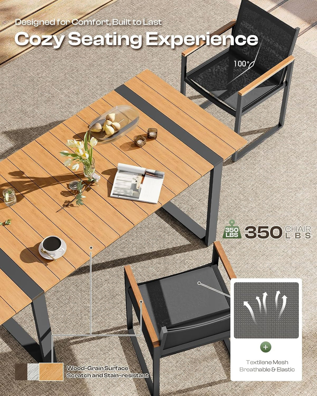 Full Grounded Aluminum Patio Dining Set