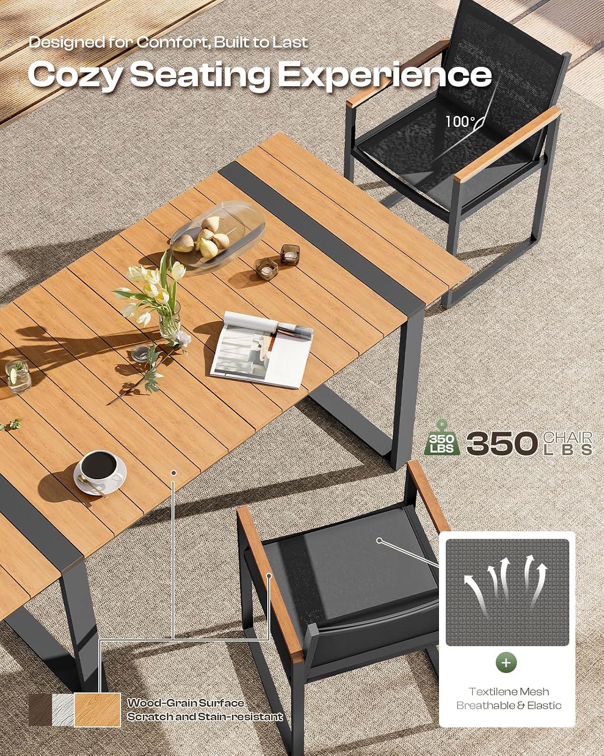 Full Grounded Aluminum Patio Dining Set