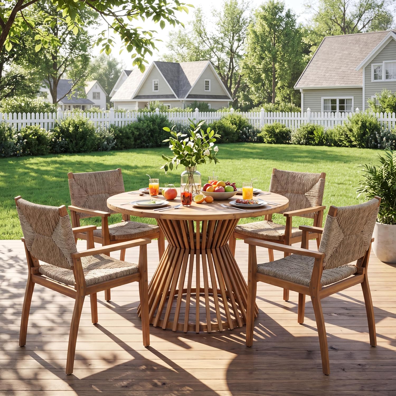 4-Piece Acacia Patio Dining Set, Teak Brown
