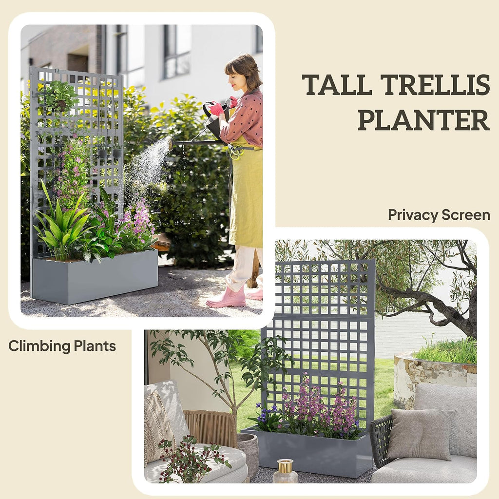 43"×16"×70" Raised Garden Bed with Trellis