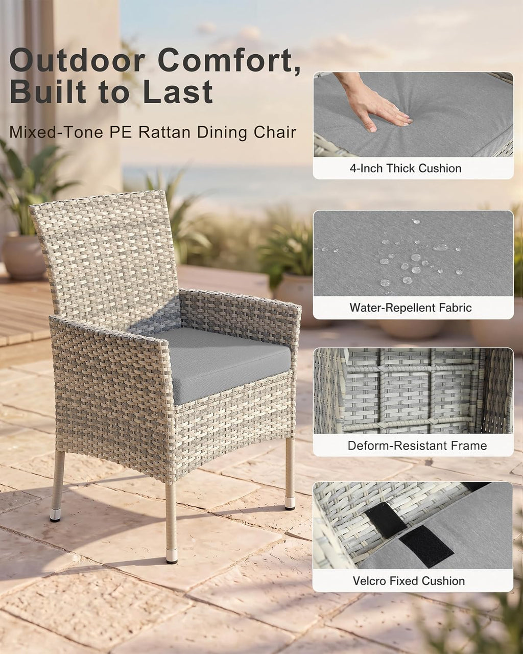5-Piece Wicker Patio Dining Set with Glass Table