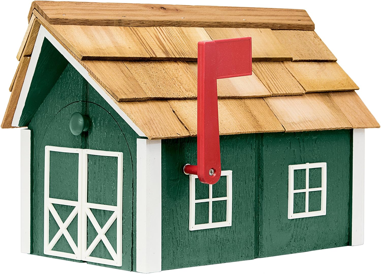 Made Deluxe Wooden Post Mount Mailbox with Cedar Shingles