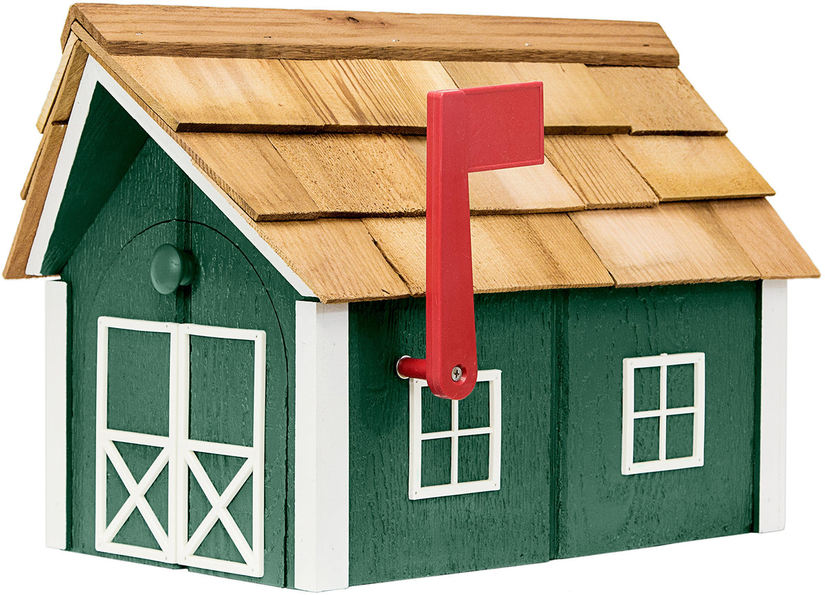 Made Deluxe Wooden Post Mount Mailbox with Cedar Shingles