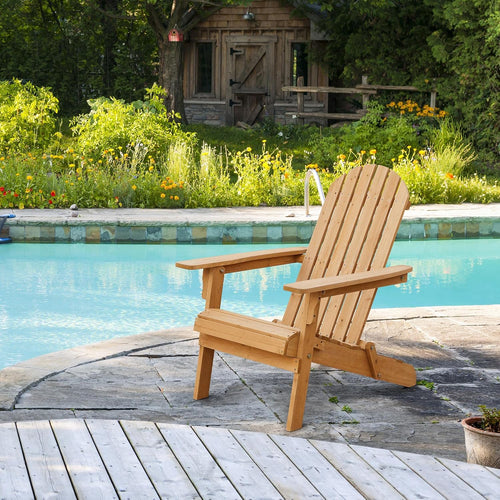 2-Pack Folding Wood Adirondack Chairs, Brown
