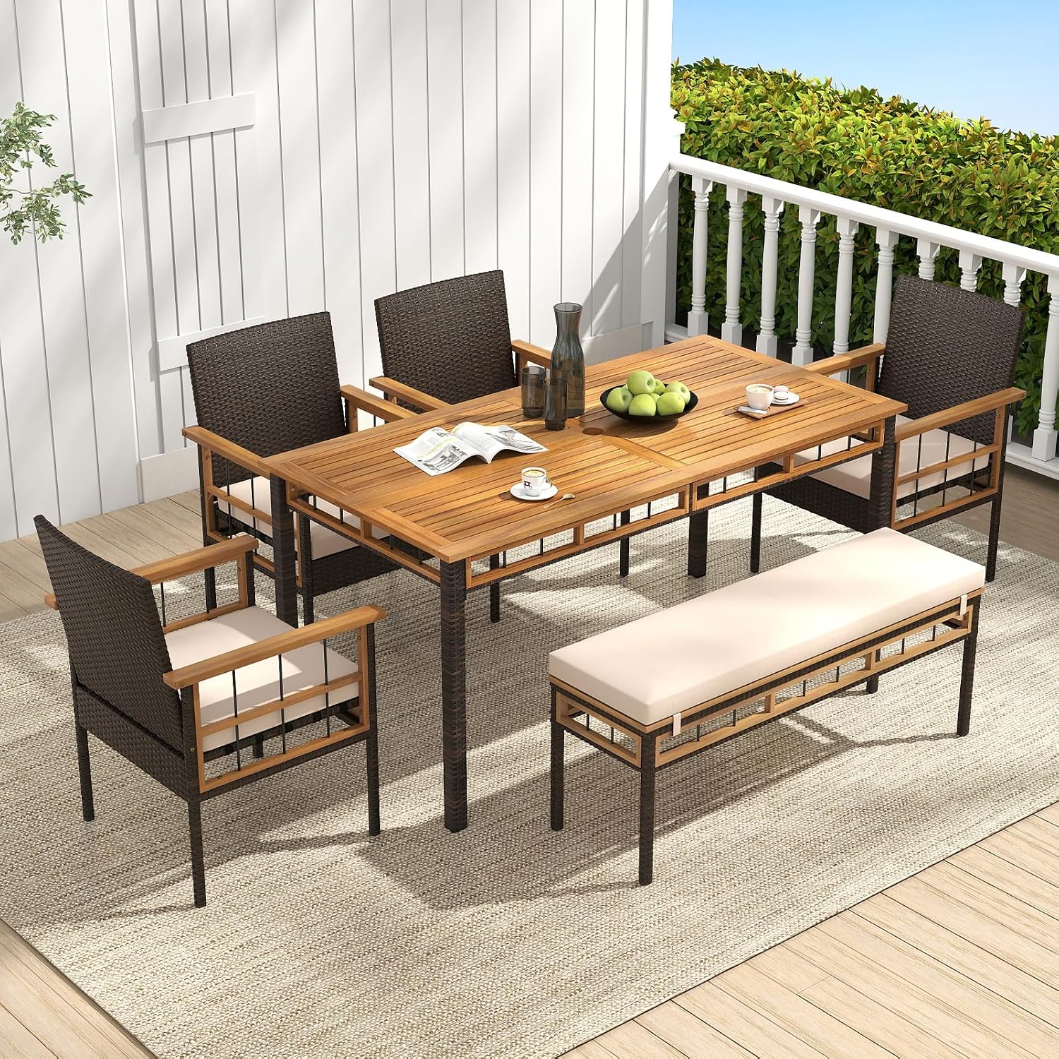 6-Piece Acacia Wood Patio Dining Set