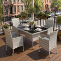 5-Piece Wicker Patio Dining Set with Glass Table