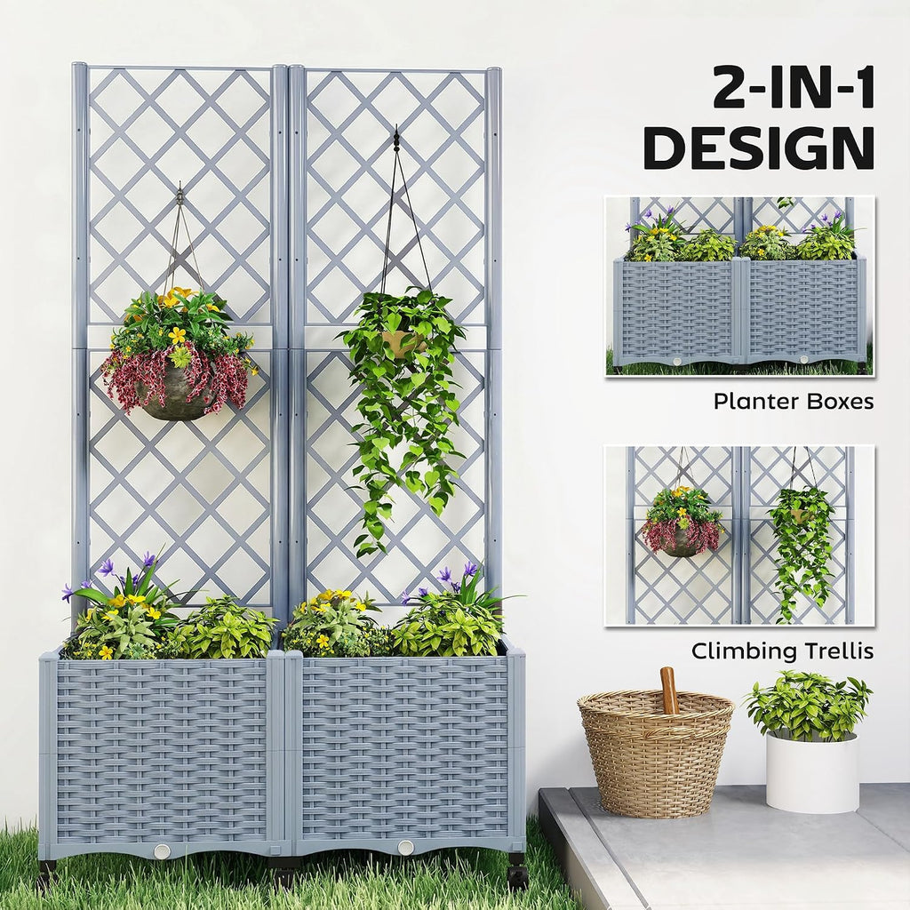 56.3" Planter Box with Trellis