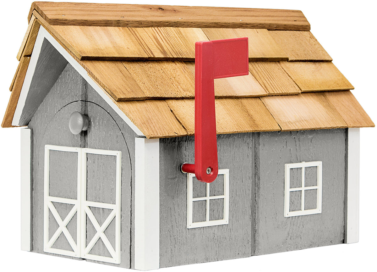 Made Deluxe Wooden Post Mount Mailbox with Cedar Shingles